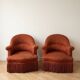 Pair of vintage toad chairs in rust fabric