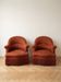 Paire de fauteuils crapaud vintage en tissu rouille