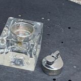 1970 glass and metal refillable table lighter