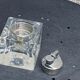 1970 glass and metal refillable table lighter