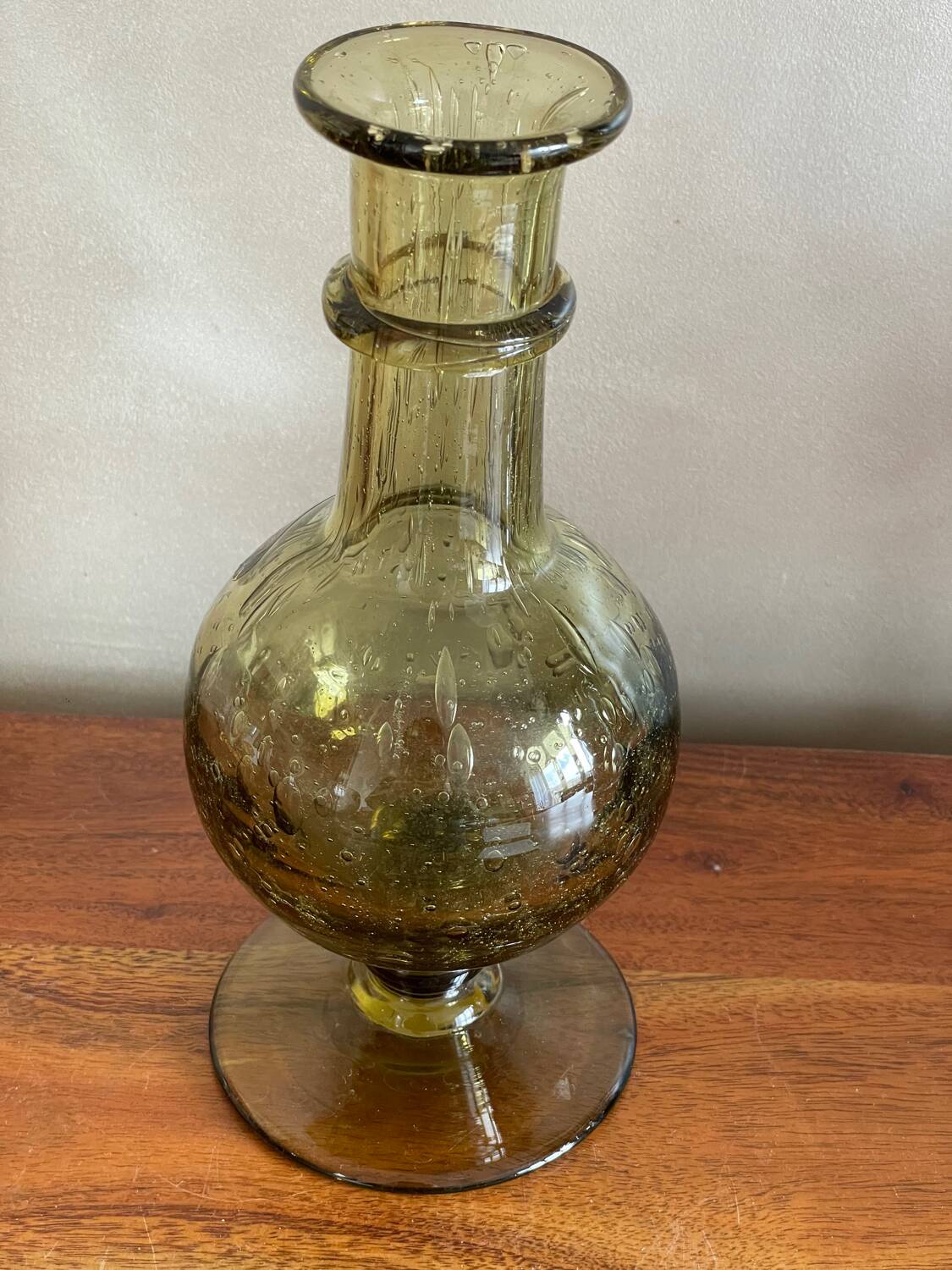 Carafe, candle holder in Biot glass
