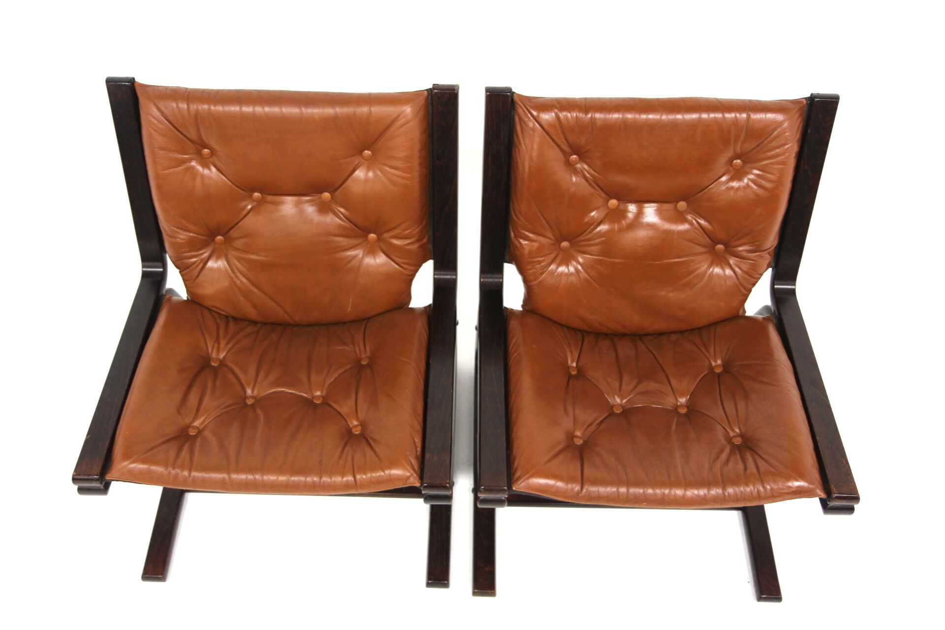 Set of 2 Scandinavian leather office chairs, Norway, 1960
