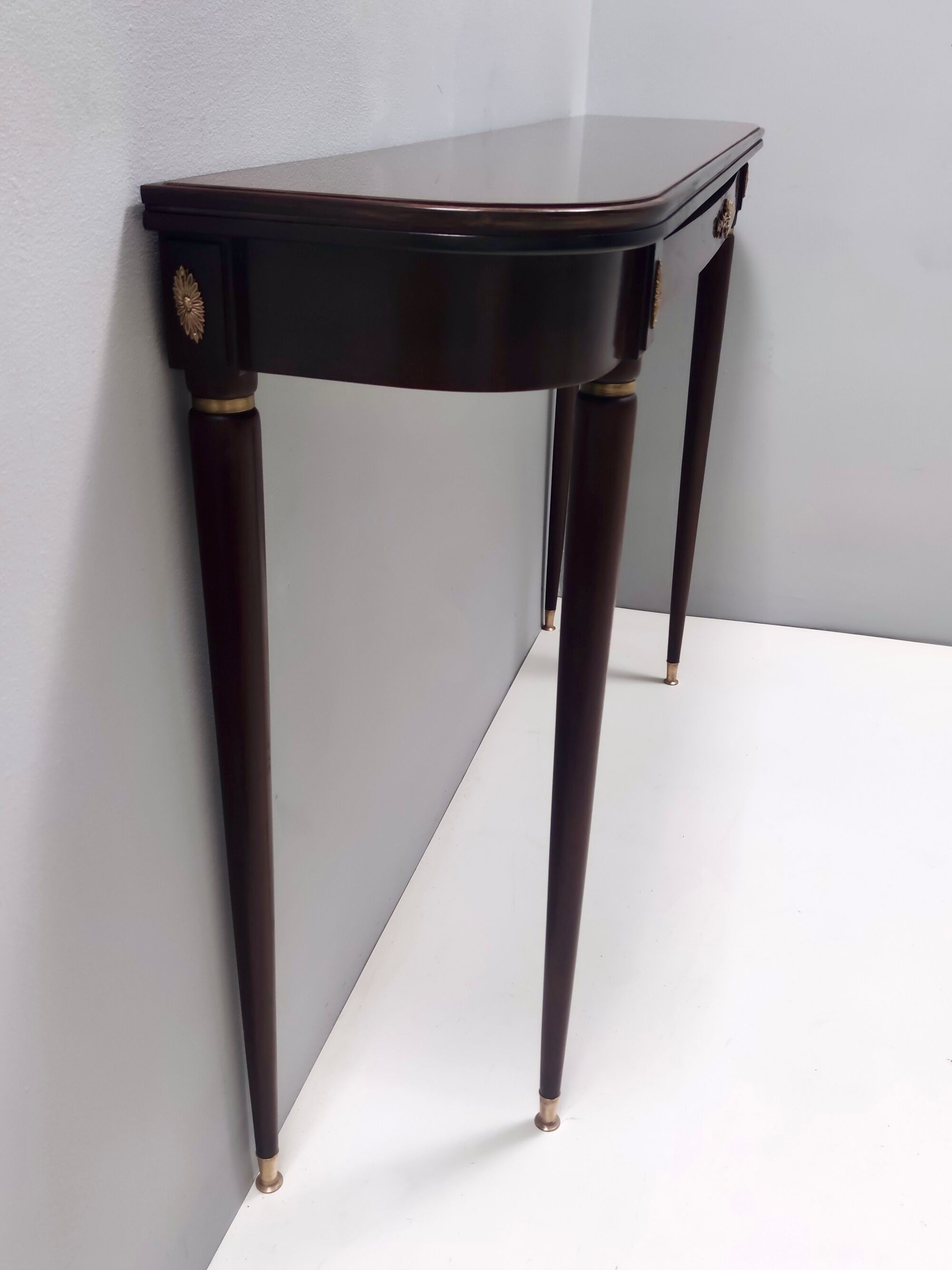 Vintage Ebonized Beech Console Table by Paolo Buffa with Glass Top, Italy