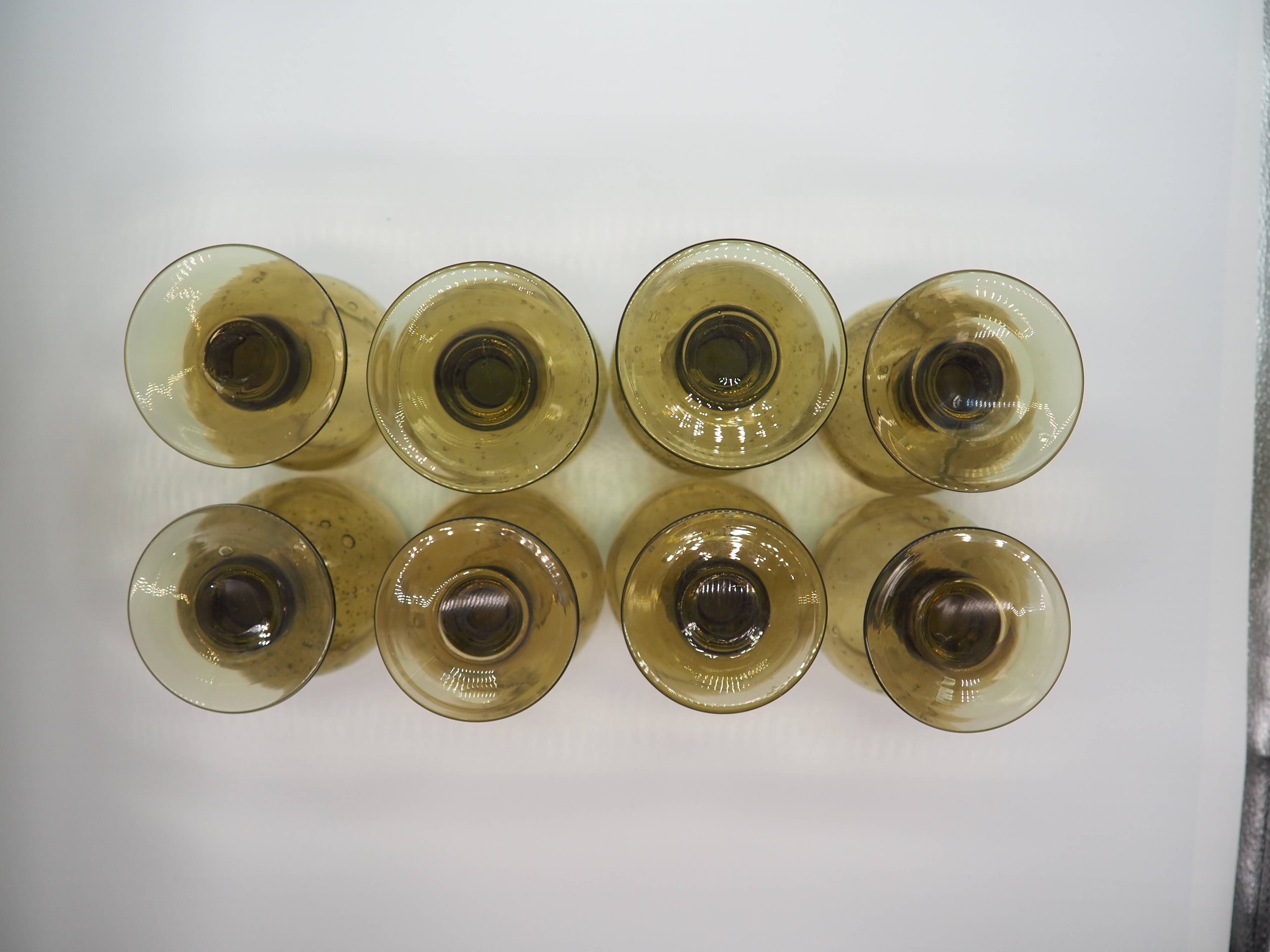 Biot green stemmed glasses