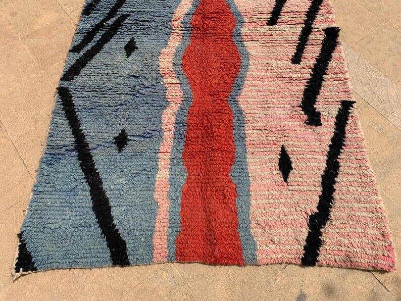 Handwoven, colorful pure wool rug, size 250 x 250 cm