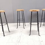 Vintage french wrought iron bar stools, 1960s - set of 4