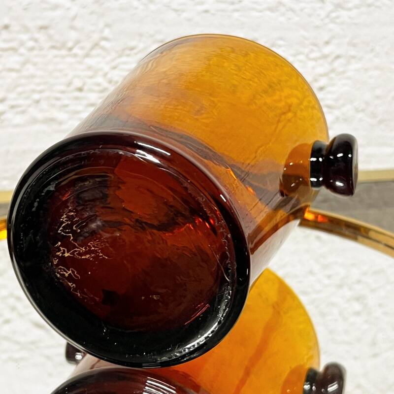Vintage Amber Glass Ice Cube Bucket
