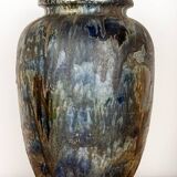 Large Art Deco vase, in glazed and iridescent blue stoneware, by Roger Guérin 1930.