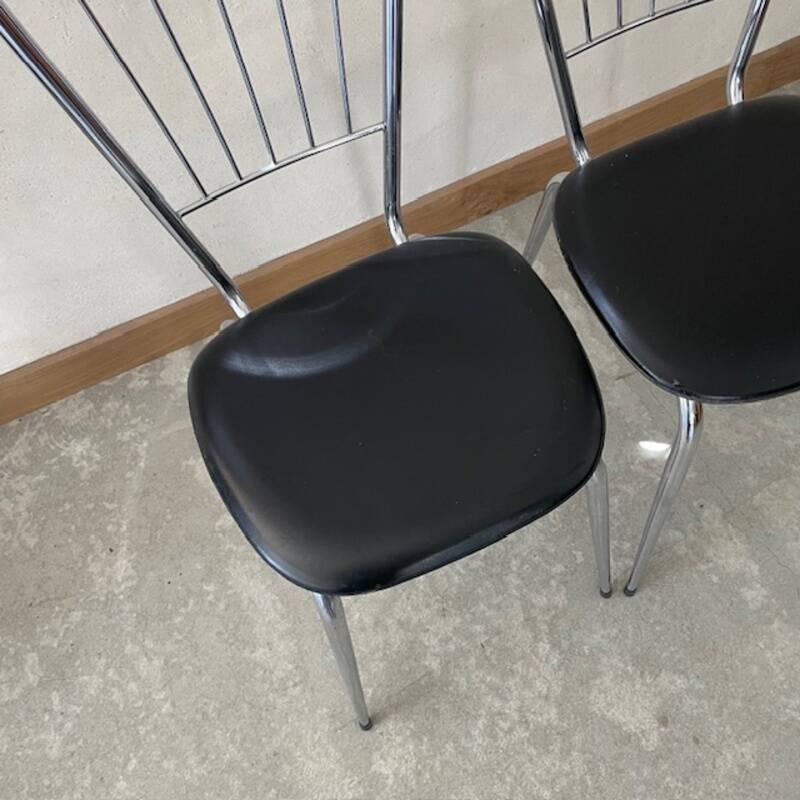 Paire de chaises métal  - simili
