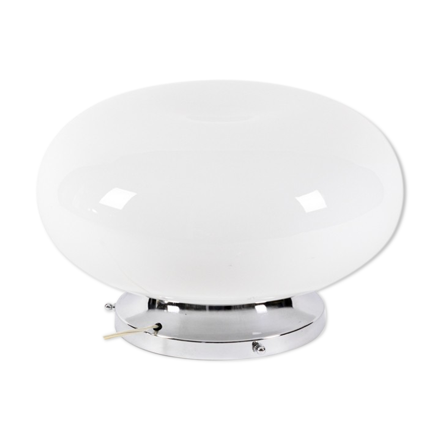 White opaline and chrome metal lamp, 1970s