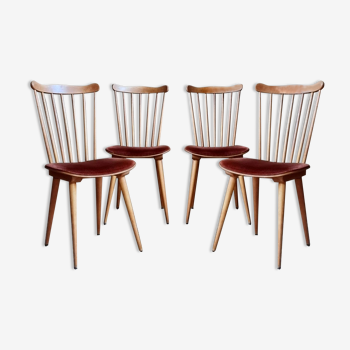 Set de 4 chaises bistrot Baumann menuet-sonate années 60/70