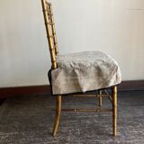 Chair in gilded wood and linen Napoleon III