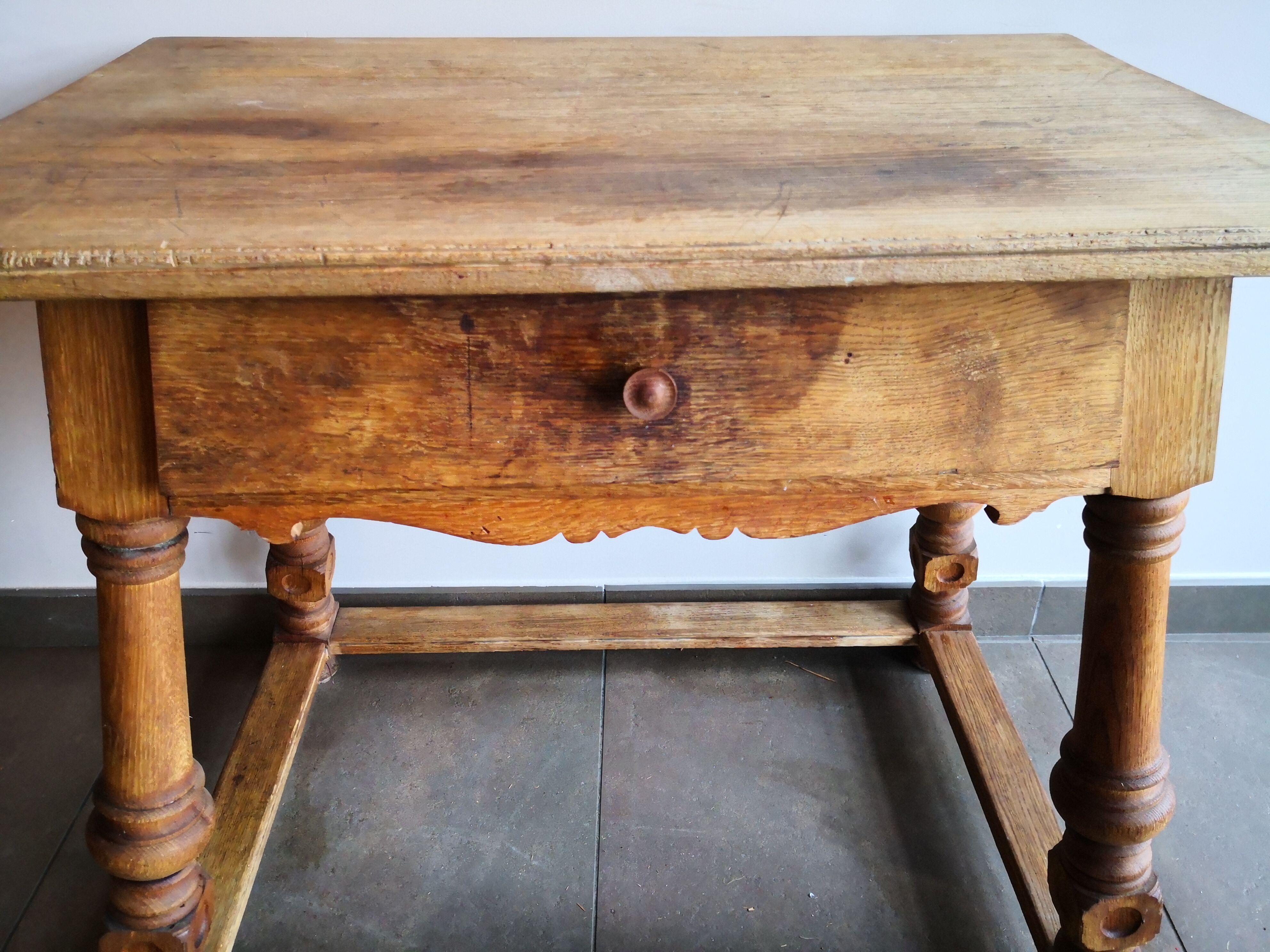 Old country desk feet turned