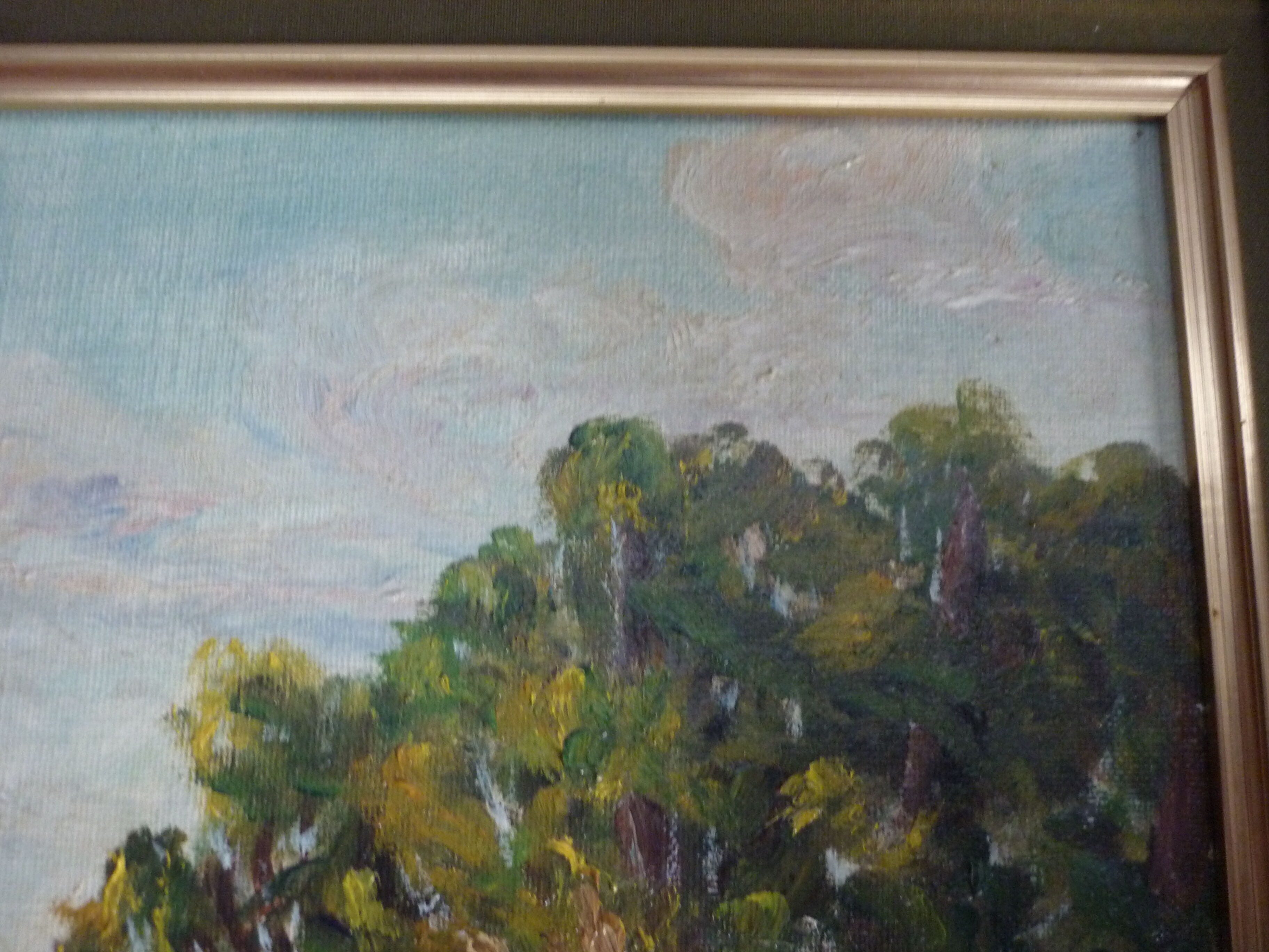 Tablau painting with seaside oil signed