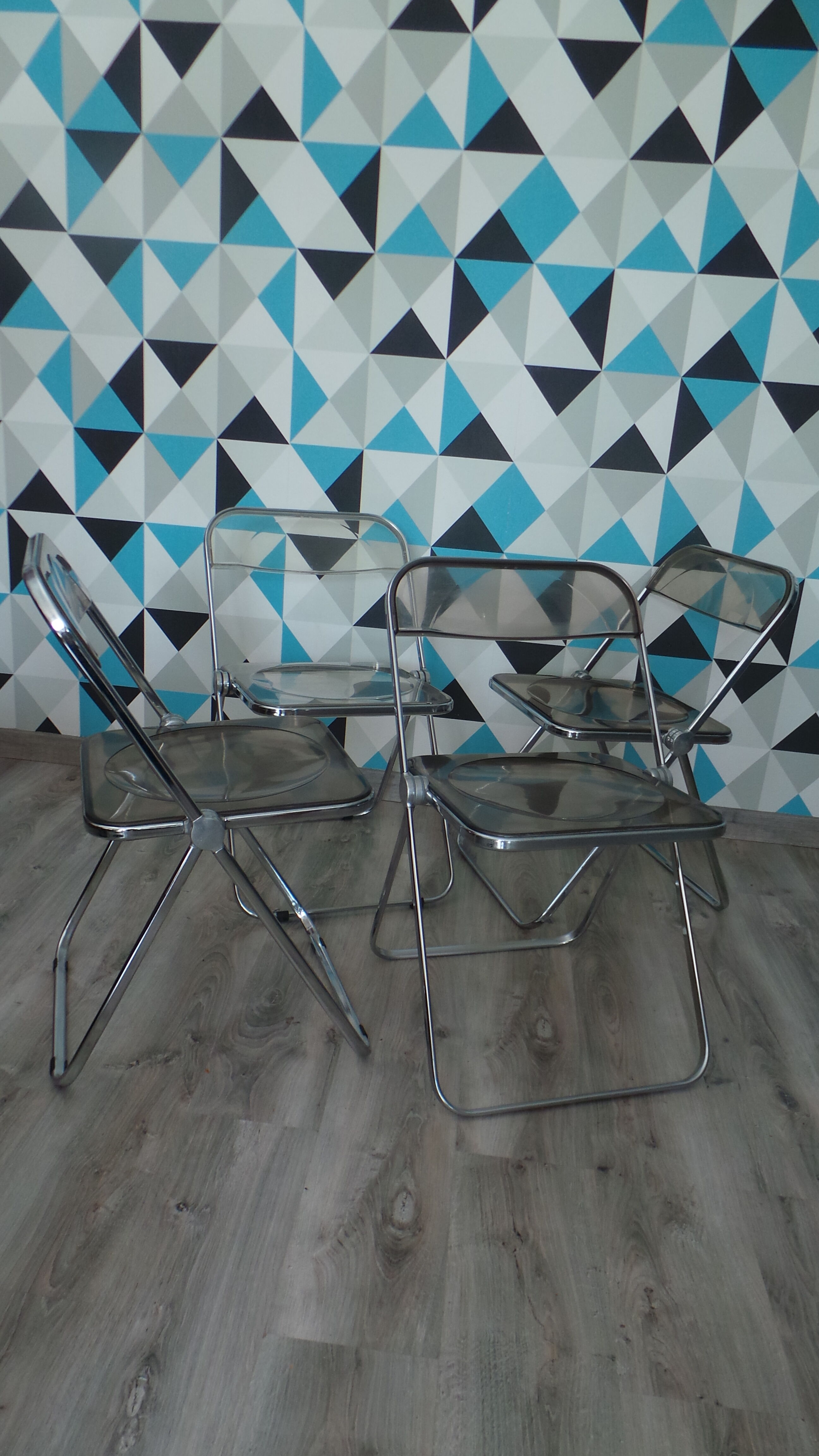Set 4 chairs plia by Giancarlo Piretti for Castelli