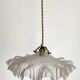 Antique tray pendant light with wavy edges in translucent twisted glass