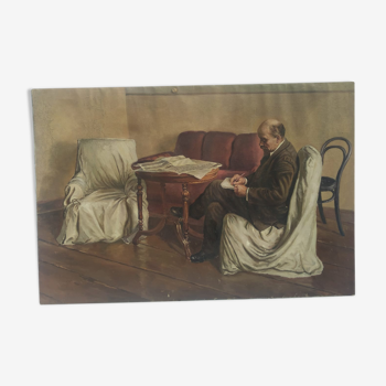 Peinture Lénine dans le fauteuil à Smolny, époque soviétique