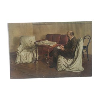 Painting Lenin in the armchair of Smolny, Soviet era