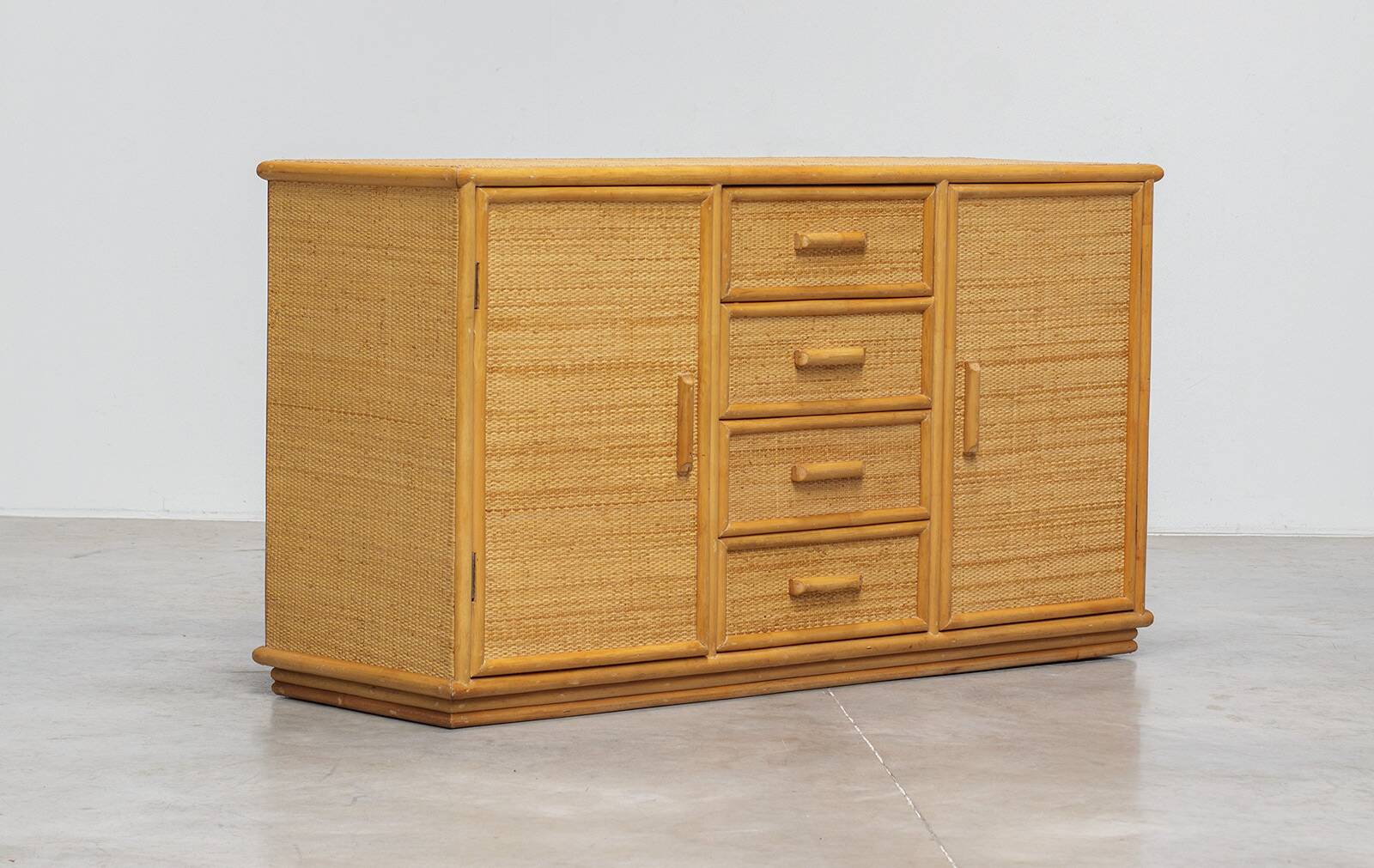 French vintage rattan sideboard 1970