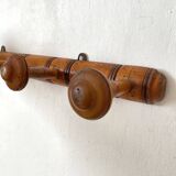 Antique turned wood wall coat rack