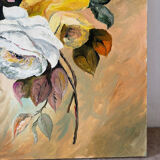 Autumn roses, oil on canvas signed Esterel.