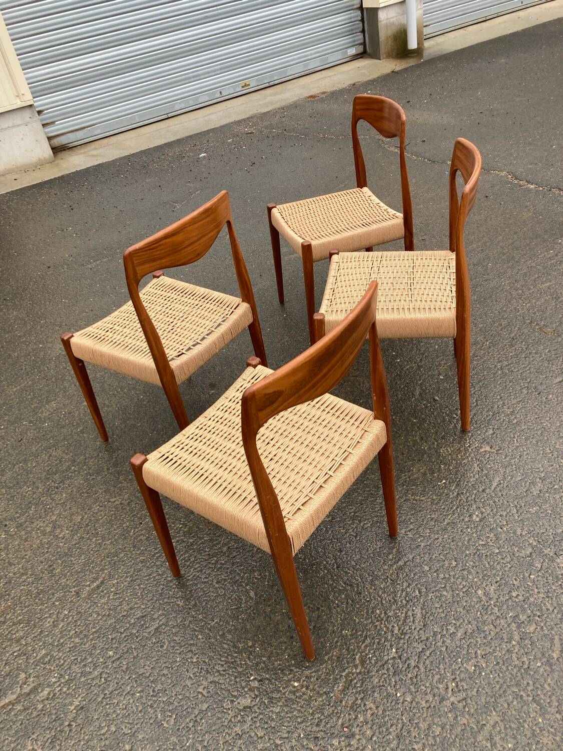 Four Scandinavian-style chairs from the 1970s.