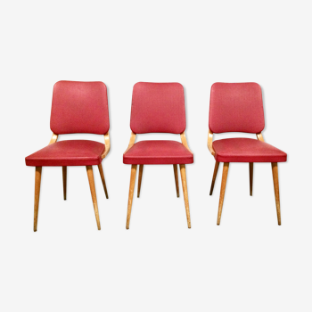 Lot 3 chaises skaï rouge