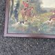 Pair of oil on canvas paintings depicting hunting scenes with deer and wild boar.