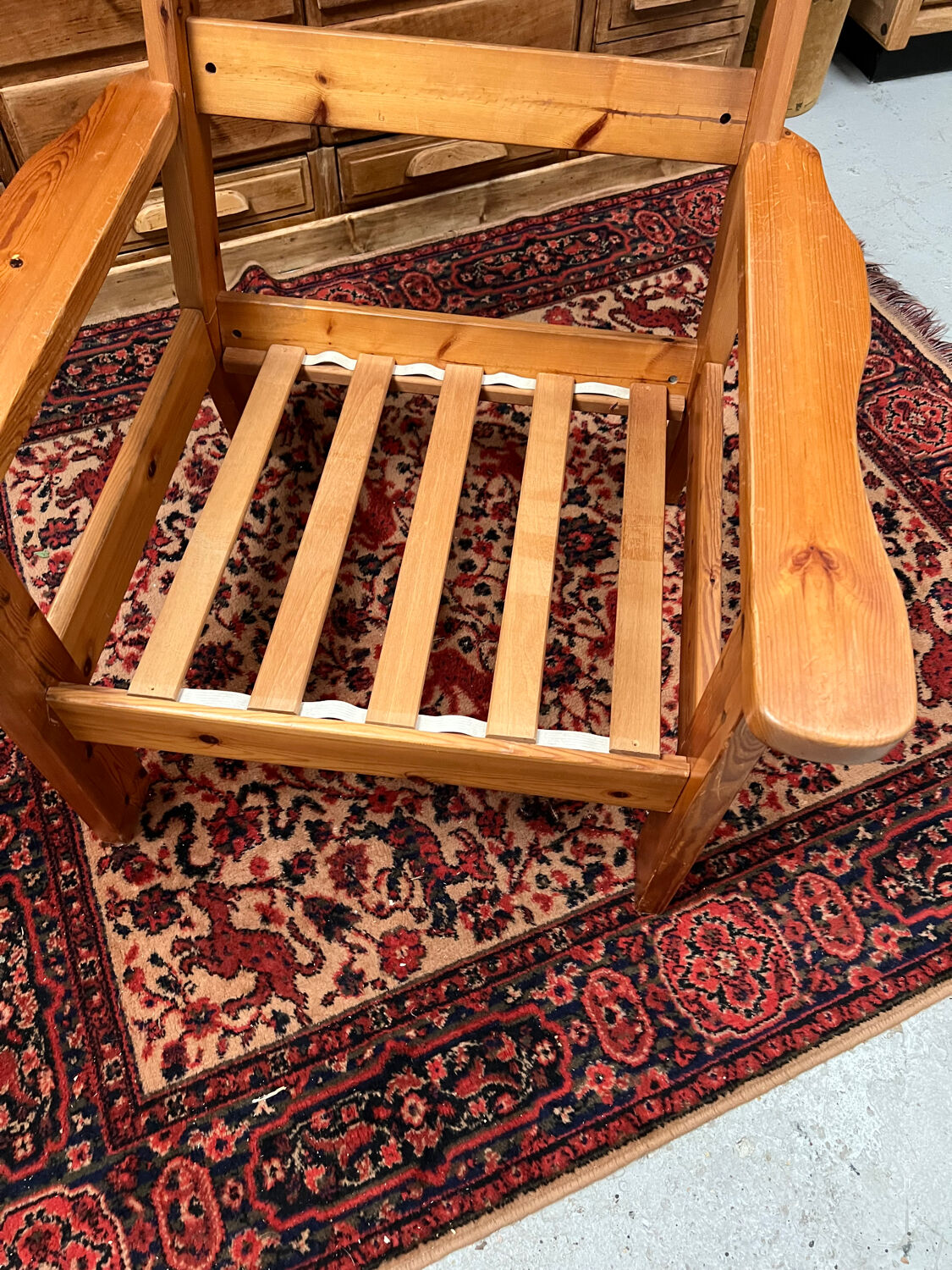 Pine armchair from the 1970s chalet