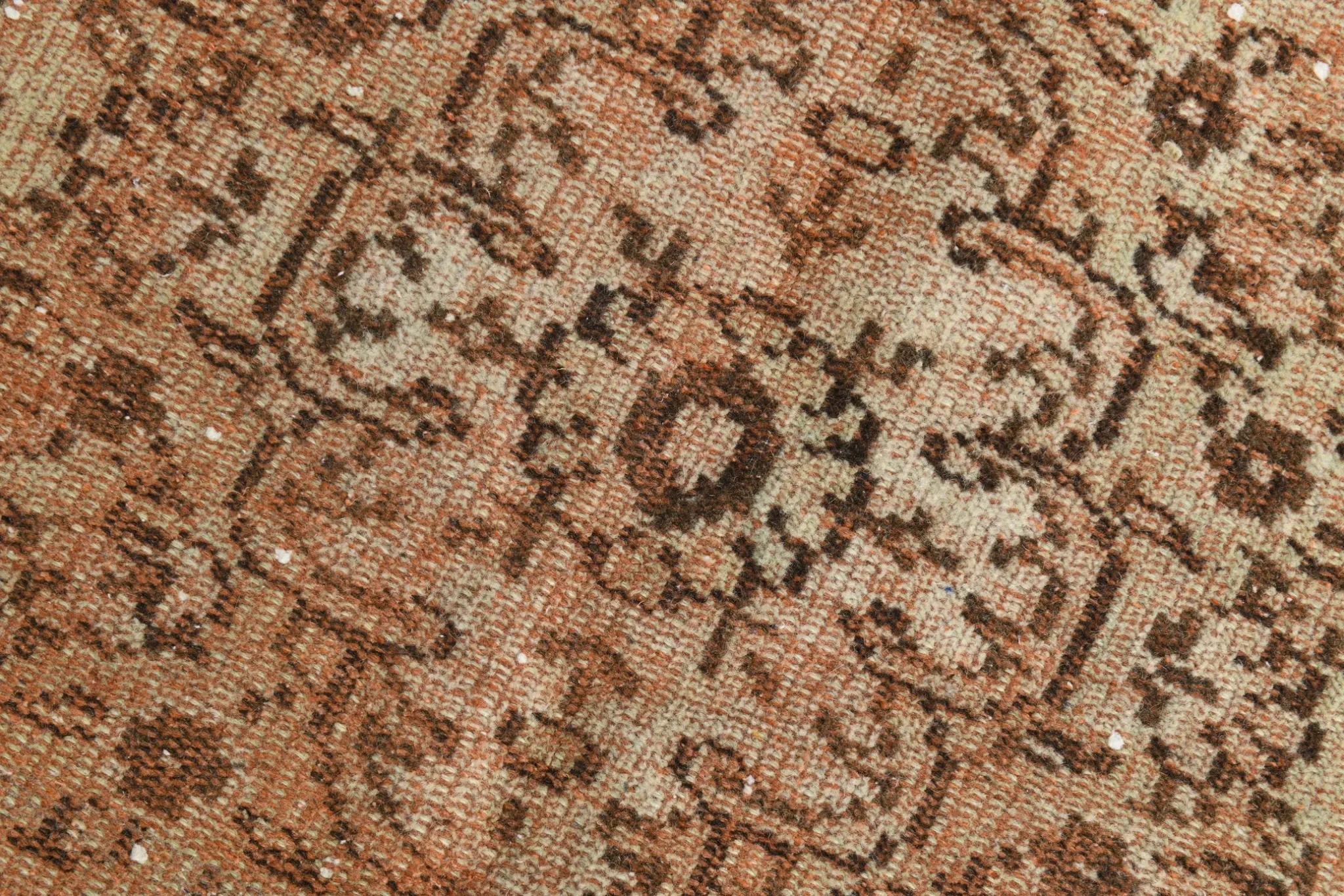 Vintage Persian Peach & Brown Rug, Oriental Pattern Rustic Carpet, 187x292