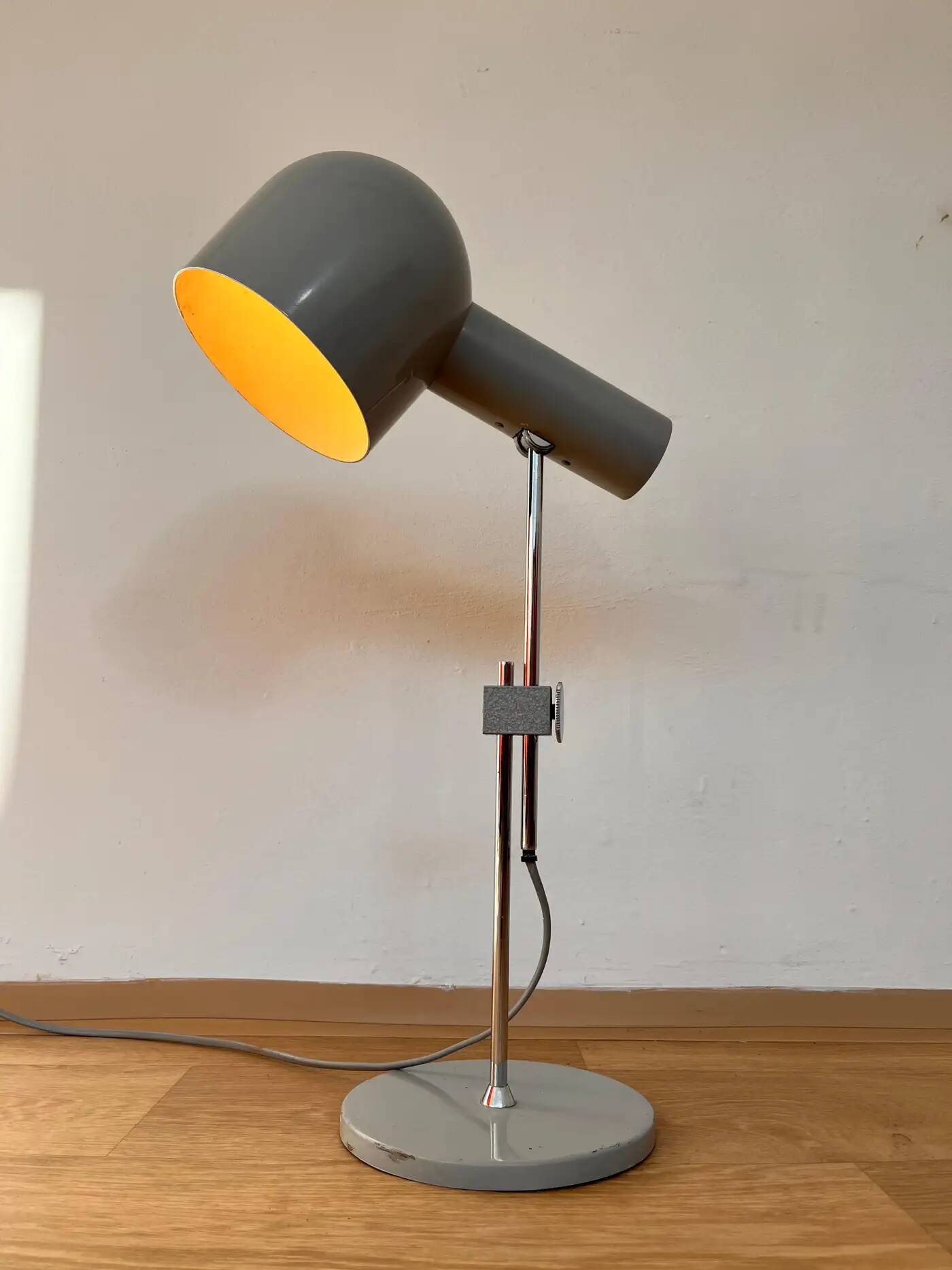 Mid-century grey adjustable table lamp by Napako, 1970s