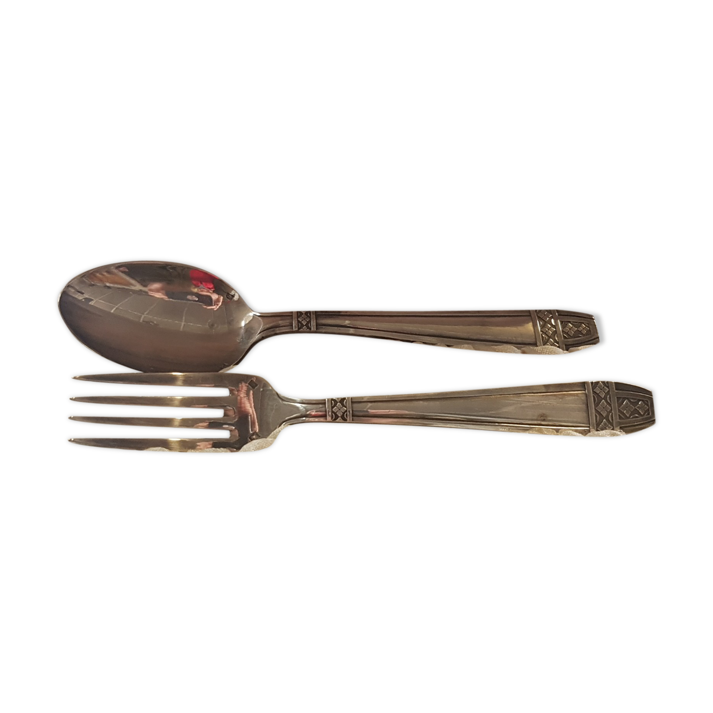 Silver metal spoon and fork box