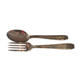 Silver metal spoon and fork box