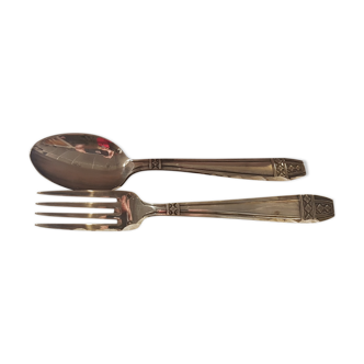 Silver metal spoon and fork box
