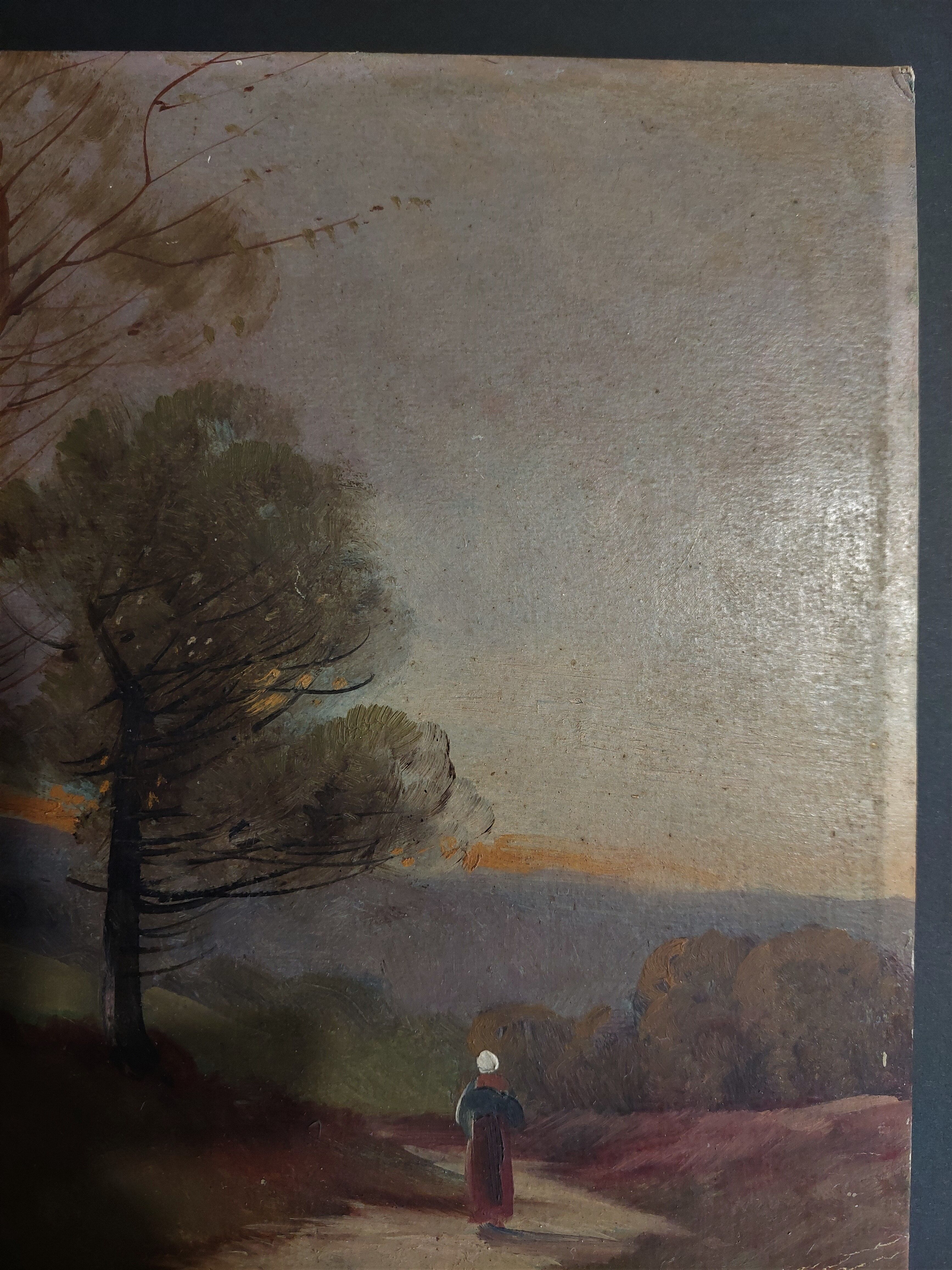 Painting oil on cardboard landscape