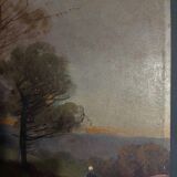 Painting oil on cardboard landscape