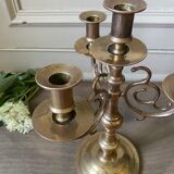 Pair of old brass candlesticks