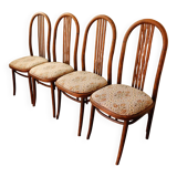 Set of four bentwood TON chairs from the 1970s with floral upholstery