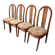 Ensemble de quatre chaises TON en bois courbé des années 1970 avec revêtement floral