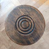 Brutalist tripod stool with twisted legs