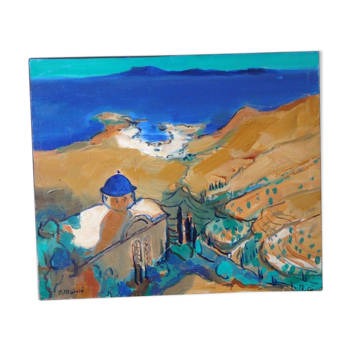 Oil on canvas Tinos monastery cyclades
