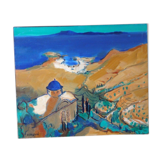 Huile sur toile Tinos monastère cyclades