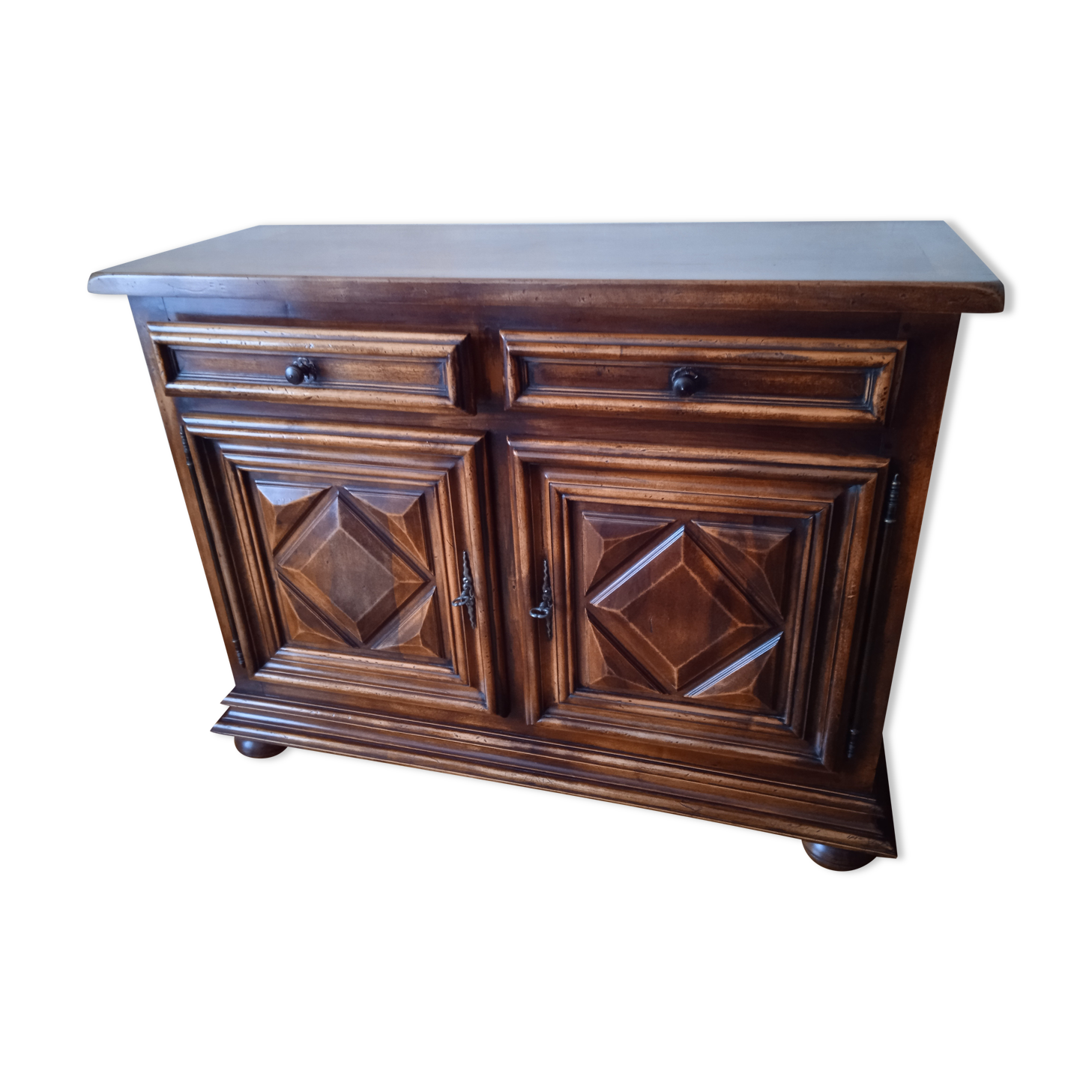 Low walnut sideboard Louis XIII style
