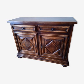 Low walnut sideboard Louis XIII style