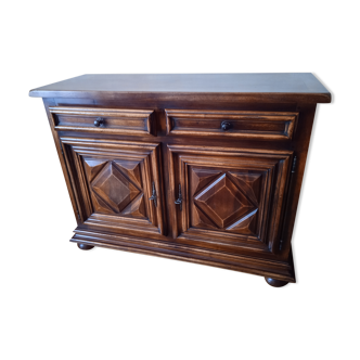 Low walnut sideboard Louis XIII style