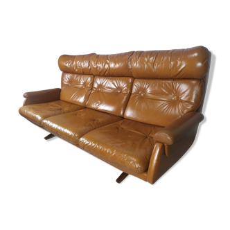 Scandinavian fawn leather sofa