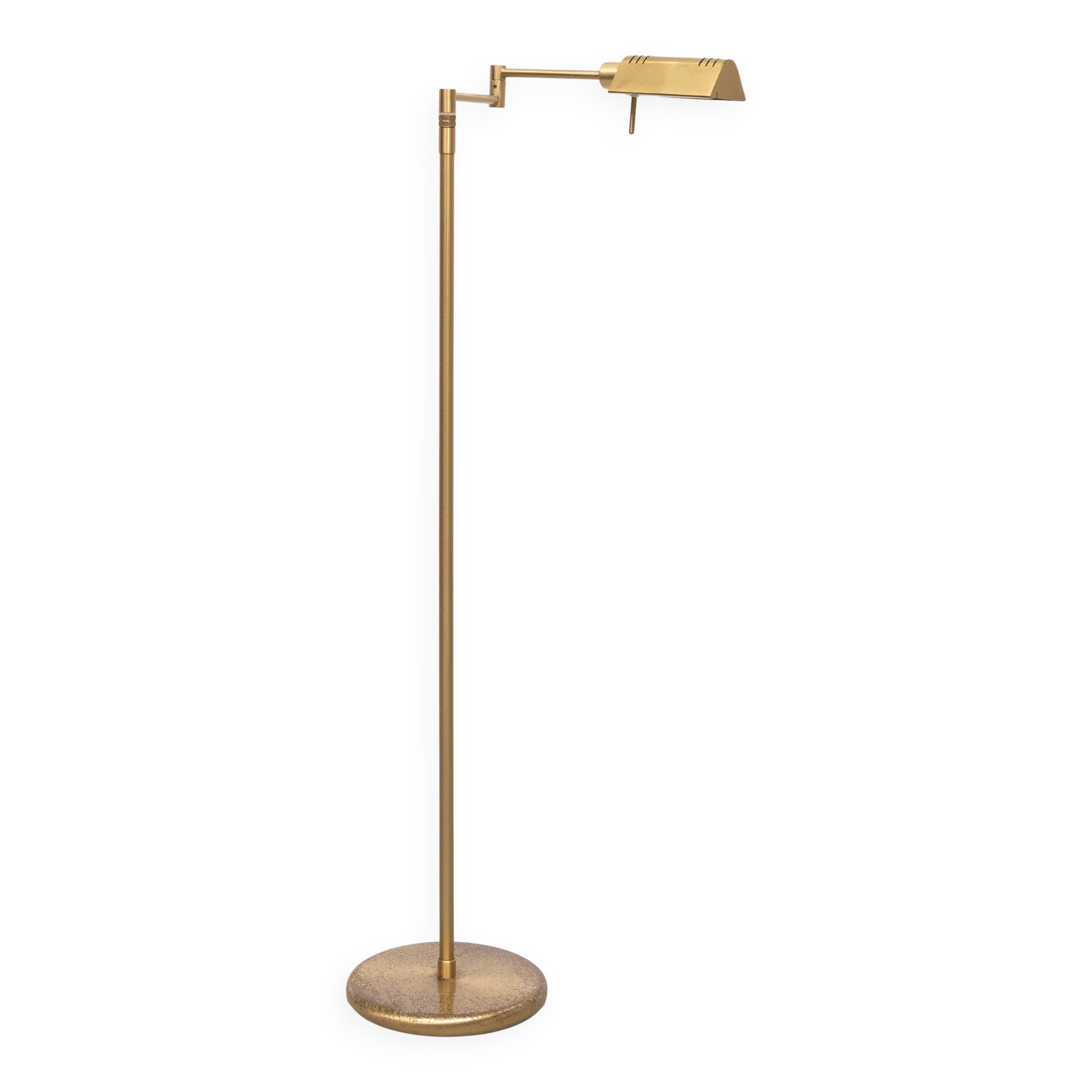 Brass Swing Arm Library floor lamp Holtkoetter Germany 1980s