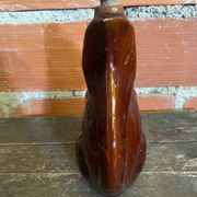 Bouteille Ancienne Grès Émaillée Forme Écureuil Marron + Bouchon Vinta