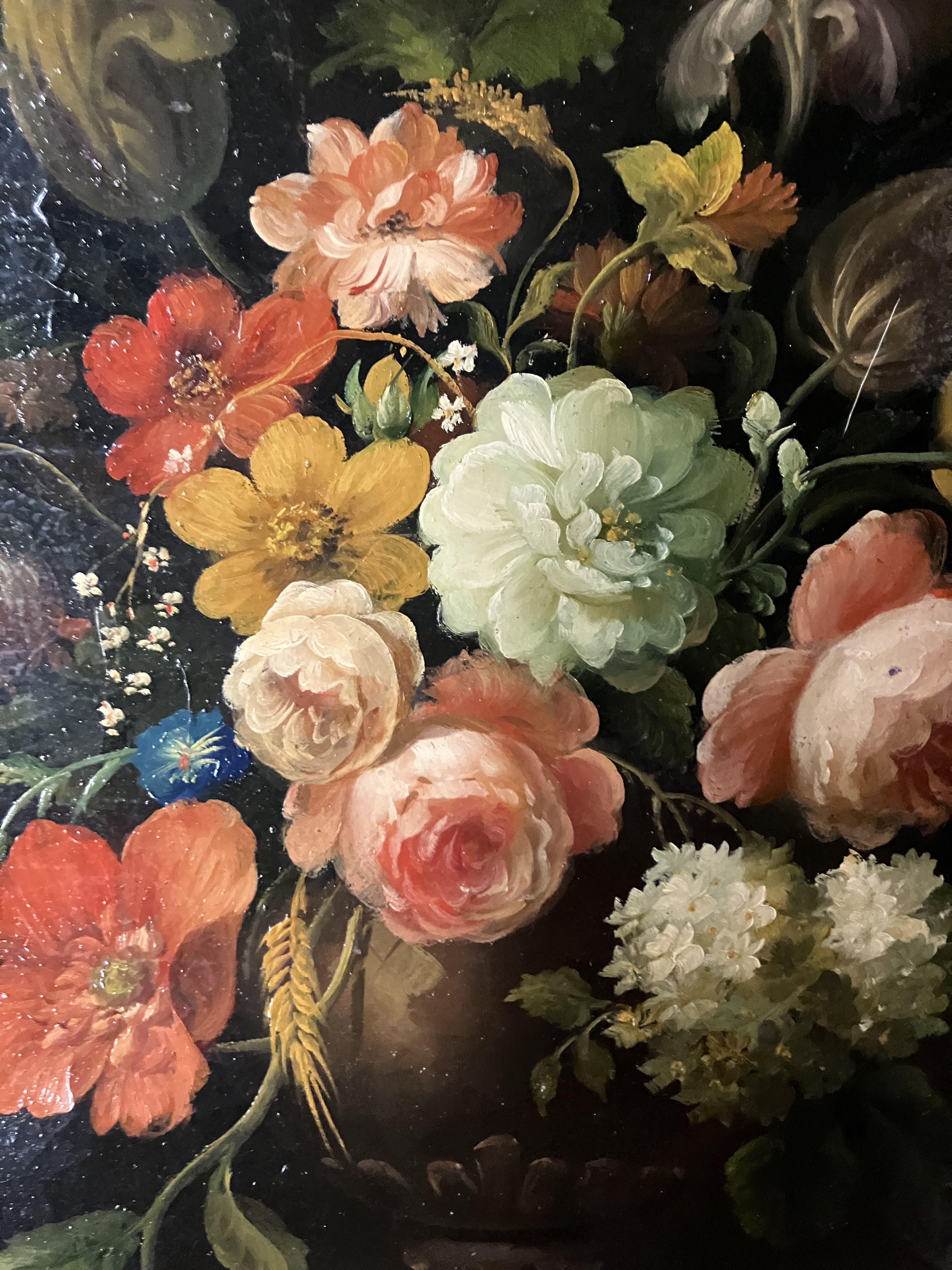 Oil on canvas still life with flower bouquet signed Jord