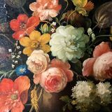 Oil on canvas still life with flower bouquet signed Jord